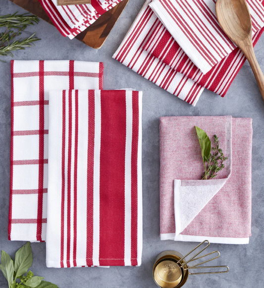 Classic Stripe - Heavyweight Kitchen Towel - Set of 3 - Red