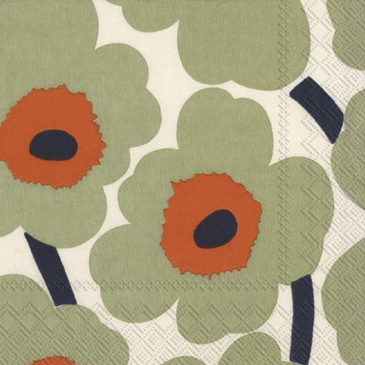 Marimekko Cocktail Napkin - Green Flower